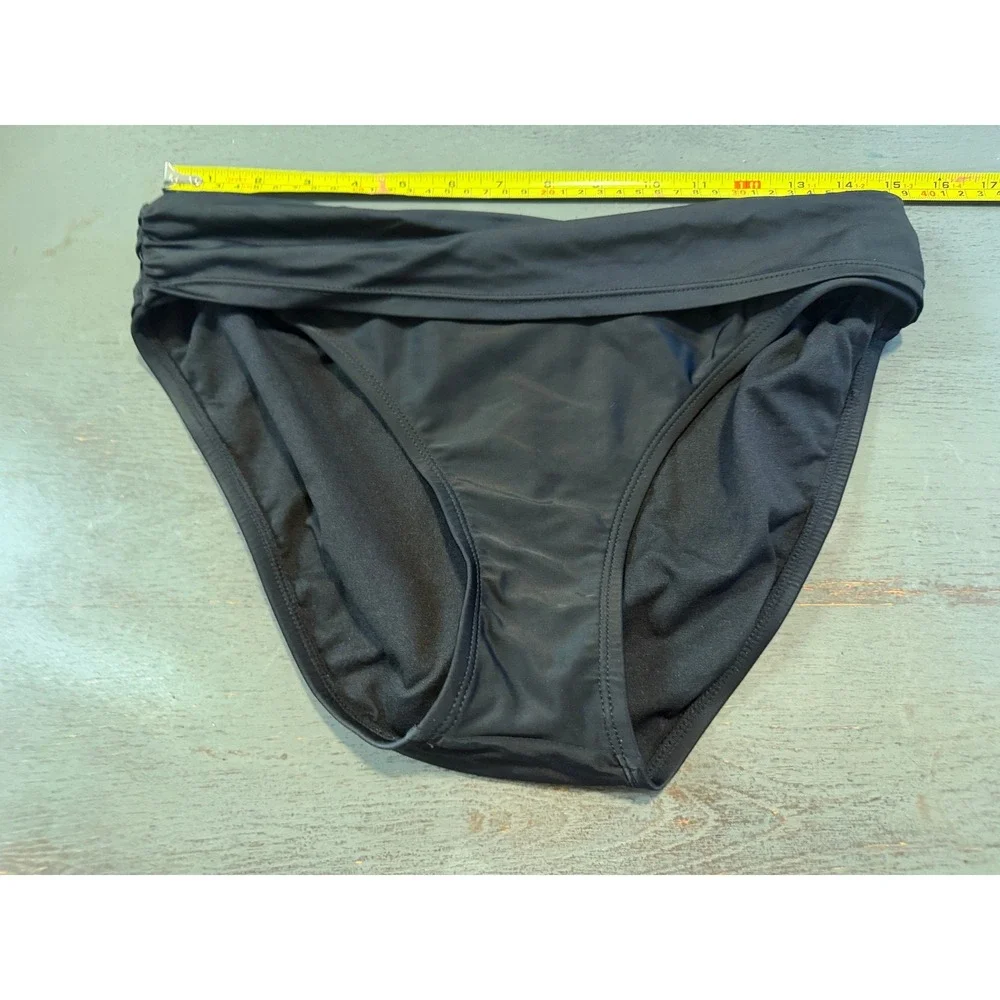 Jaclyn Smith Black Fold Over Ruched Bikini Bottoms Swimwear Size 12